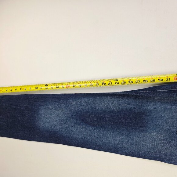 Frame Size 36X33 Mens L'Homme Slim Keystone Blue Denim 5 Pocket Straight Jeans - Picture 10 of 12